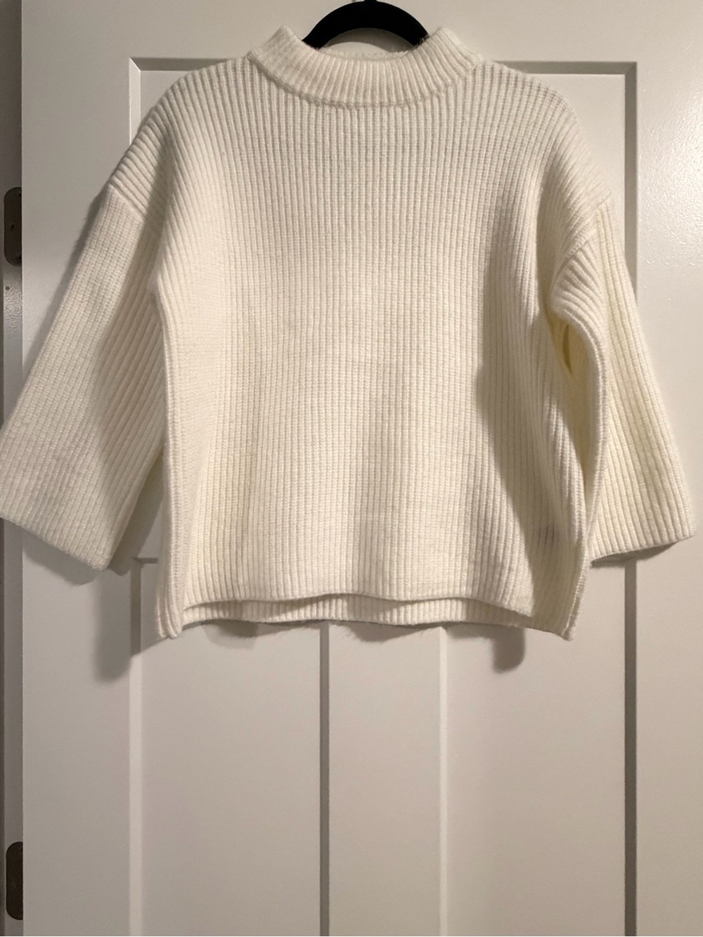 Nicole Miller Cream Ribbed Mock Neck Sweater